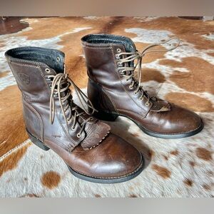 Ariat Men's 10.5D Brown Paddock Lacer Heritage Western Soft Leather Boots